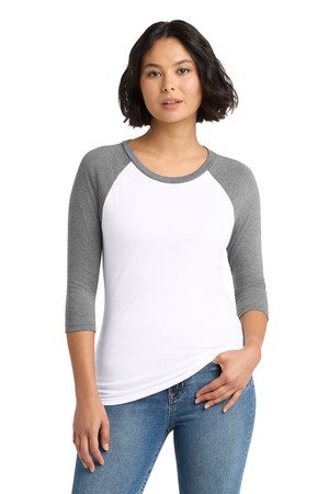 District Women's Perfect Tri 3/4-Sleeve Raglan. DM136L