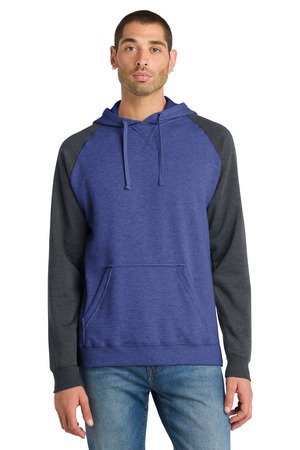 District Young Mens Lightweight Fleece Raglan Hoodie. DT196