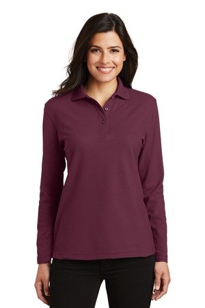 Port Authority Women's Silk Touch Long Sleeve Polo. L500LS - Image 2