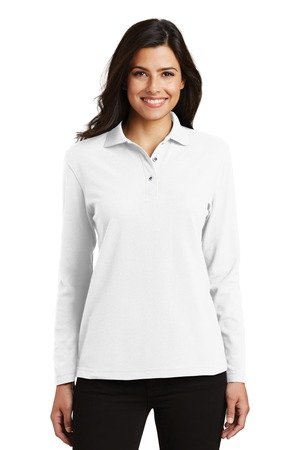 Port Authority Women's Silk Touch Long Sleeve Polo. L500LS - Image 6
