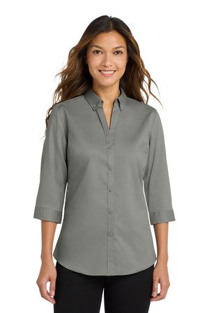 Port Authority Women's 3/4-Sleeve SuperPro Twill Shirt. L665 - Image 2
