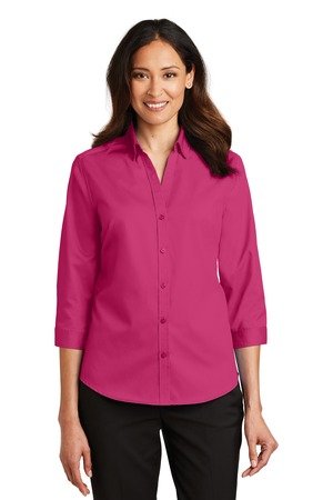 Port Authority Women's 3/4-Sleeve SuperPro Twill Shirt. L665 - Image 3