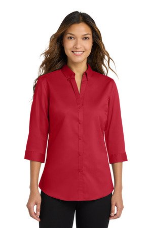 Port Authority Women's 3/4-Sleeve SuperPro Twill Shirt. L665 - Image 4
