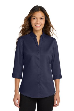 Port Authority Women's 3/4-Sleeve SuperPro Twill Shirt. L665 - Image 6