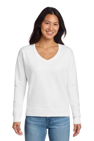 Port & Co Women's Beach Wash Garment-Dyed V-Neck Sweatshirt LPC098V - Image 6
