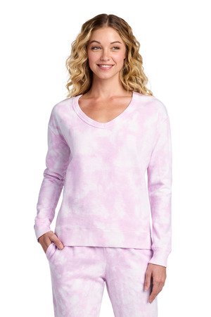 Port & Co Women's Beach Wash Cloud Tie-Dye V-Neck Sweatshirt LPC140V - Image 3