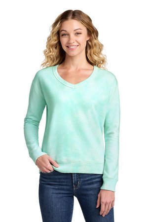 Port & Co Women's Beach Wash Cloud Tie-Dye V-Neck Sweatshirt LPC140V - Image 4