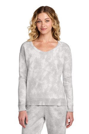 Port & Co Women's Beach Wash Cloud Tie-Dye V-Neck Sweatshirt LPC140V - Image 2