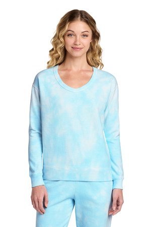 Port & Co Women's Beach Wash Cloud Tie-Dye V-Neck Sweatshirt LPC140V - Image 5