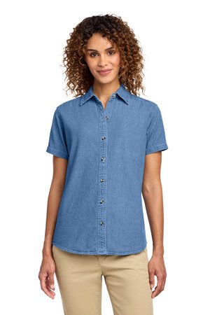Port & Co Women's Short Sleeve Value Denim Shirt. LSP11