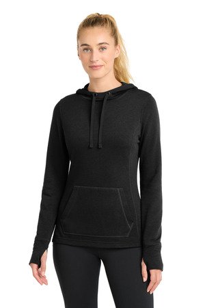 Sport-Tek Women's PosiCharge Tri-Blend Wicking Fleece Hooded Pullover. LST296