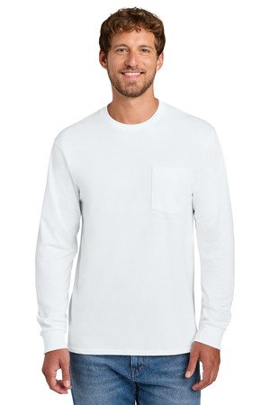 Port & Co Tall Long Sleeve Essential Pocket Tee. PC61LSPT