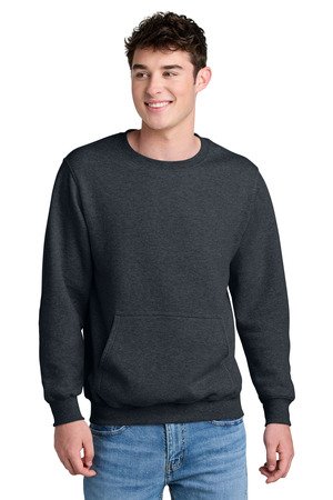 Port & Co Core Fleece Crewneck Pocket Sweatshirt PC78PKT - Image 2