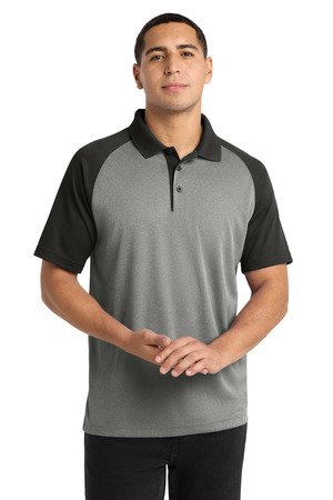 Sport-Tek PosiCharge RacerMesh Raglan Heather Block Polo. ST641